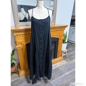 GAP black tiered button front midi dress button front new with tag medium